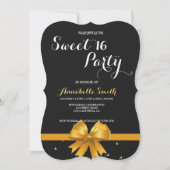 モダンシックなブラックと金ゴールドの甘さ16 招待状 (正面)