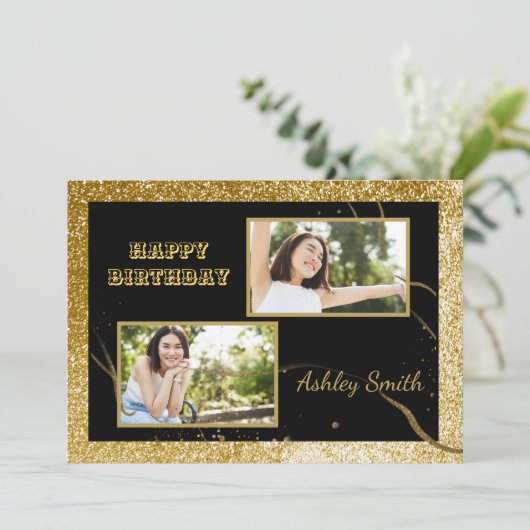 モダンシックなブラックと金ゴールドの甘さ16 招待状 (スタンド正面)