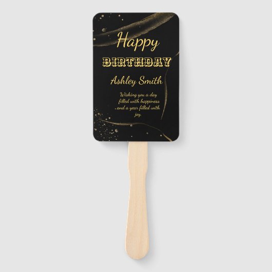 モダンシックなブラックと金ゴールドの甘さ16 hand f ハンドファン (正面)