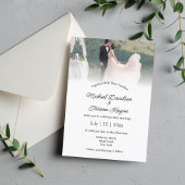 モダンシックな書結婚道の写真招待状 招待状