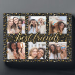 モダンシックな最高のLeopard Friendsフォトコラージュ フォトプラーク<br><div class="desc">可愛モダンい最高のシックな友人の写真コラージュと黒と金ゴールドヒョウのグリッター背景には6枚の写真が含まれている。あなたの趣味のための完璧な誕生日またはクリスマスプレゼント！</div>