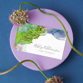 モダンシックな水色グリーンブルー&アクア（ばちゃばちゃ）跳ねる 名刺