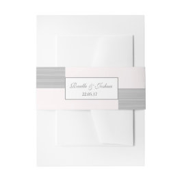 モダンシックな淡いピンクの白ストライプ灰色結婚のs 招待状ベリーバンド