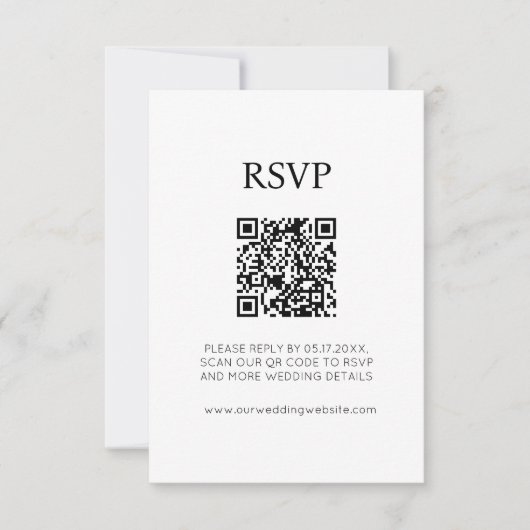 モダンシックな黒と白の結婚式RSVP 招待状 (正面)