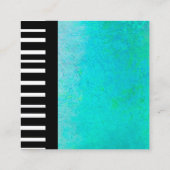 モダンシックはっきりしたターコイズオンブラックストライプ スクエア名刺 (裏面)