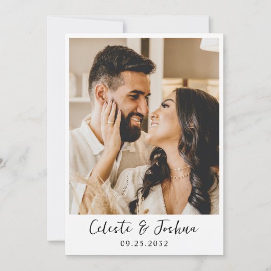 モダンシックエレガントフォトQRコード詳細結婚 招待状 (裏面)