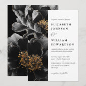 モダンシックエレガントフローラ写真結婚の 招待状 (正面/裏面)