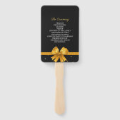 モダンシックエレガントブラックと金ゴールド結婚式 プログラム ハンドファン (裏面)