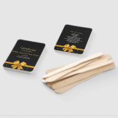 モダンシックエレガントブラックと金ゴールド結婚式 プログラム ハンドファン (組立なし)