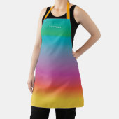 モダンシックカラフルレインボーグラデーション名前をカスタムする エプロン (インサイチュ)