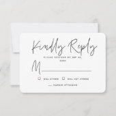 モダンシックシンプル思い出ミニマルメモリアル返信 出欠カード (正面)