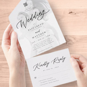 モダンシックシンプルQRコー結婚ドの写真 オールインワン招待状