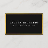 モダンシックスタイリッシュブラックと金ゴールドプロフェッショナル部 名刺 (正面)