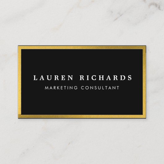 モダンシックスタイリッシュブラックと金ゴールドプロフェッショナル部 名刺 (正面)
