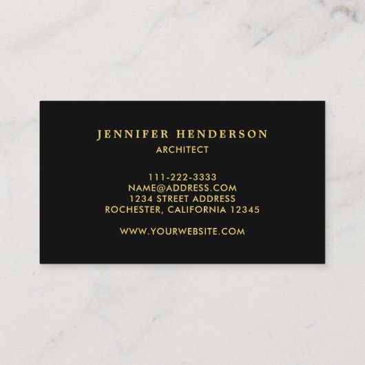 モダンシックスタイリッシュブラックと金ゴールドプロフェッショナル部 名刺 (裏面)