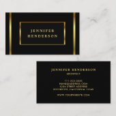 モダンシックスタイリッシュブラックと金ゴールドプロフェッショナル部 名刺 (正面/裏面)