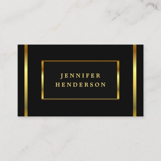 モダンシックスタイリッシュブラックと金ゴールドプロフェッショナル部 名刺 (正面)