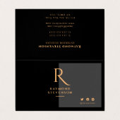 モダンシックスタイリッシュブラックと金ゴールドプロフェッショナル 名刺 (外部フラット)