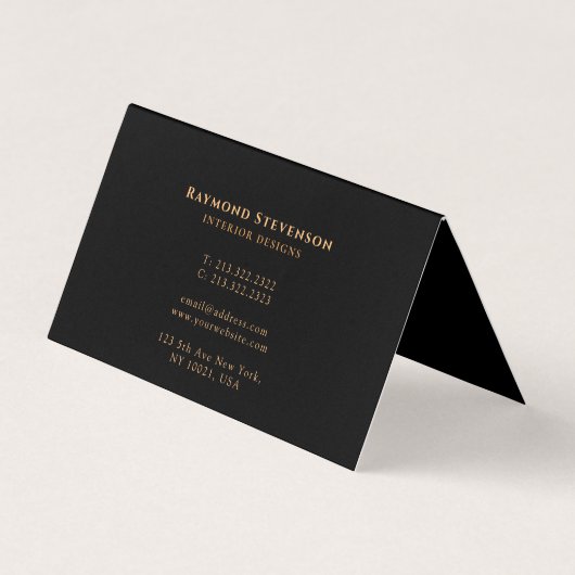 モダンシックスタイリッシュブラックと金ゴールドプロフェッショナル 名刺 (裏面)