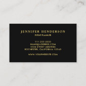 モダンシックスタイリッシュブラックと金ゴールドプロフェッショナル 名刺 (裏面)