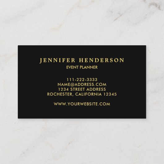 モダンシックスタイリッシュブラックと金ゴールドプロフェッショナル 名刺 (裏面)