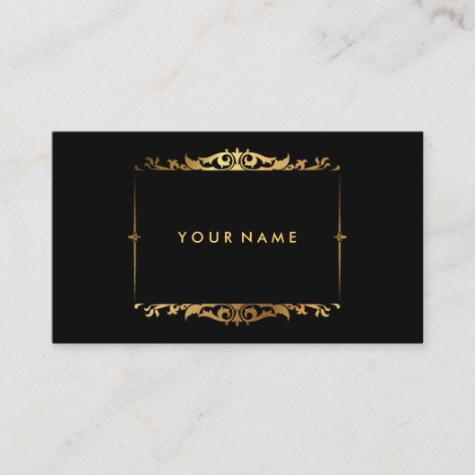 モダンシックスタイリッシュブラックと金ゴールドプロフェッショナル 名刺 (正面)