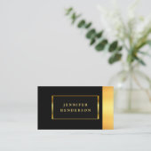 モダンシックスタイリッシュブラックと金ゴールドプロフェッショナル 名刺 (スタンド正面)