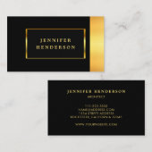 モダンシックスタイリッシュブラックと金ゴールドプロフェッショナル 名刺 (正面/裏面)