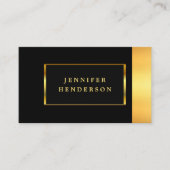 モダンシックスタイリッシュブラックと金ゴールドプロフェッショナル 名刺 (正面)