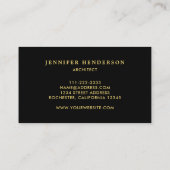 モダンシックスタイリッシュブラックと金ゴールドプロフェッショナル 名刺 (裏面)