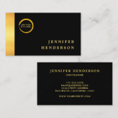 モダンシックスタイリッシュブラック金ゴールドプロフェッショナルロゴ 名刺 (正面/裏面)