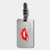 モダンシックスタイリッシュ – 赤い唇パーソナライズされた ラゲッジタグ (正面縦)