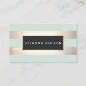 モダンシックストライプのゴフェイクールとターコイズ 名刺 (正面)