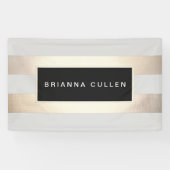 モダンシックストライプのゴールド箔とブラック 横断幕 (横)