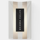 モダンシックストライプのゴールド箔とブラック 横断幕 (縦)