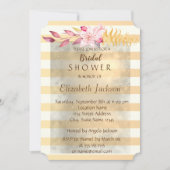 モダンシックストライプのフラワーズブライダルシャワー 招待状 (正面)