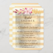 モダンシックストライプのフラワーズブライダルシャワー 招待状 (正面/裏面)