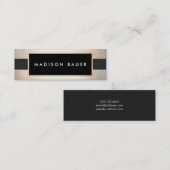 モダンシックストライプのブラックとフェイクゴールドフォイル2 スキニー名刺 (正面/裏面)