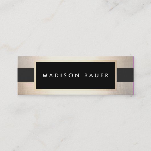 モダンシックストライプのブラックとフェイクゴールドフォイル2 スキニー名刺 (正面)