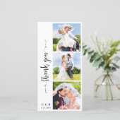 モダンシックパーソナライズされたモノグラム3フォト結婚ズ サンキューカード (スタンド正面)