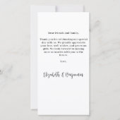 モダンシックパーソナライズされたモノグラム3フォト結婚ズ サンキューカード (裏面)