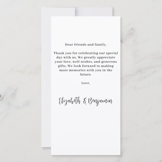 モダンシックパーソナライズされたモノグラム3フォト結婚ズ サンキューカード (裏面)