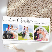モダンシックパーソナライズされた3結婚写真 サンキューカード
