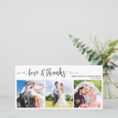 モダンシックパーソナライズされた3結婚写真 サンキューカード (スタンド正面)