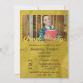 モダンシックフェイクゴールドフォイル写真卒業パーティー 招待状 (正面)