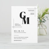 モダンシックミニマルのモノグラムQRコード写真 招待状 (スタンド正面)