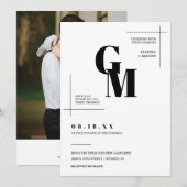 モダンシックミニマルのモノグラムQRコード写真 招待状 (正面/裏面)