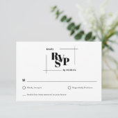 モダンシックミニマルモノグ結婚ラムの応答カード 出欠カード (スタンド正面)