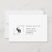 モダンシックミニマルモノグ結婚ラムの応答カード 出欠カード (裏面)