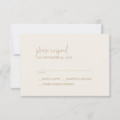 モダンシックヴィンテージシンプル結婚金ゴールド 出欠カード (正面)